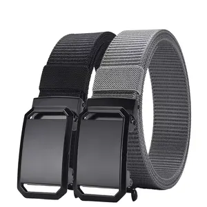 Pack of 2, unisex adjustable canvas belts — durable, stylish design with a metal automatic buckle; suitable for outdoor training and everyday casual wear, collegiate style.
