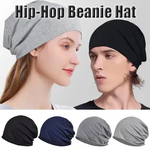 4PCS Cotton Slouchy Beanie Hip-Hop Soft Lightweight Running Beanie Adult Skull Hats Cap for Men Women