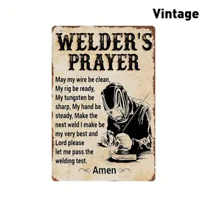 Aluminum Welder Sign Vintage 8x12 Inch Wall Decor for Man Cave Garage Workshop Aluminum Plaque Retro Industrial Welding Gift for Men