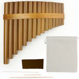 15 Pipes Natural Bamboo G Key Pan Flute Traditional Musical Woodwind Instrument