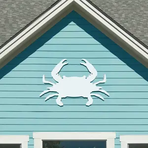 JennyGems Outdoor Crab Wall Decor – White PVC Crab Sign for Beach House, Coastal Cottage, or Shed – Weatherproof and Durable Crab Wall Art for Exterior and Interior Use