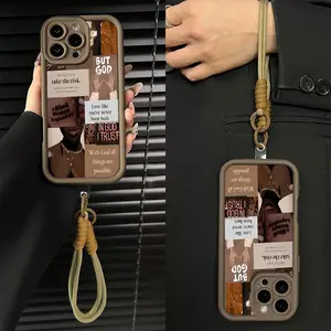 Cool Trendy Faith Quote Collage Black Girl Lanyard Phone Case for iPhone 17 16 15 14 Pro Max 13 12 11 XR XS Plus Air Slim Shockproof TPU Cover