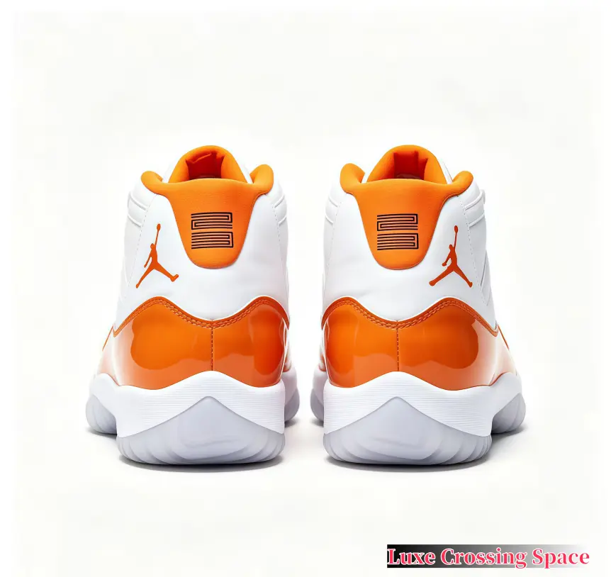 Vintage White Orange Glossy High Top Basketball Sneakers Brand New Breathable Lining Shock Absorbing Air Soft Landing Full Ankle Wrap Support Summer Street Fashion Shoes Multi Size Comfort Breathable Daily Sports Trainers