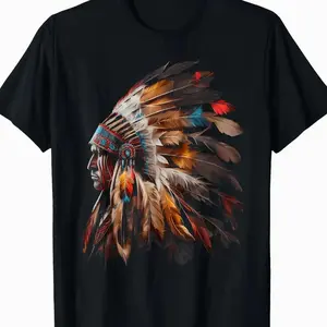 Native American Indian Headdress Graphic Tees Men Women T-Shirt Plus Size 27T