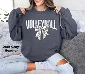 Retro Volleyball Bow Crewneck , Game Day School Mascot hoodie , Fan Gift