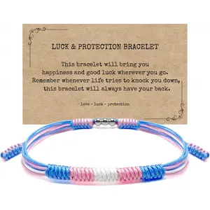 Pride, Bisexual, Pansexuality, Asexual, Lesbian,  Progress Flag Code Bracelet, Boho Style Rope Women Men Thread for Him Her, Pride Month