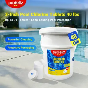 PROFELIZ Chlorine Tablets 3 Inch for Swimming Pools, Kills Bacteria and Stops Algae, Slow Dissolving,Exclusive Protective Packaging,Pool Chlorine Tablets,40lbs