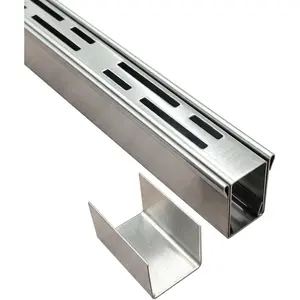 1-1/4" Wide 3ft Long 304 Stainless Steel Silver Drain Channel for Outdoor Pool Deck Concrete Paver Patios Walkways with Coupling