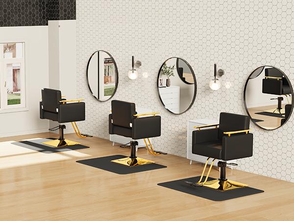 Baasha Professional Black and Gold Salon Chair, Luxury Hydraulic Styling Chair with Soft PU Leather, High-Density Foam Cushion, 360° Swivel, Heavy-Duty Steel Frame, 330 lbs Capacity, Ergonomic Design