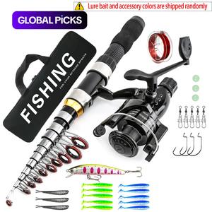 professional fishing reel & rod set, 1 set fishing rod reel combo, fishing tackle kit, anti-entanglement design all-in-one fishing gear rod kit with accessories & storage bag for outdoor