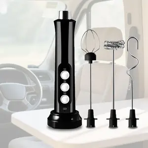RV Travel Camping 3-in-1 Portable Electric Milk Frother Mini Foamer Handheld Foamer High-Speed ​​Beverage Blender Coffee Foamer Food Blender Car and Home Dual-Use With Charging Base Frother Wand