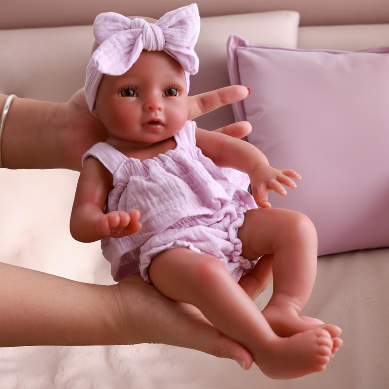 BABESIDE Lifelike Realistic Silicone skin tone Baby Doll Girl 12/16 Inch Reborn Doll with Painted Hair Perfect Companion for Children Parents & Collectors
