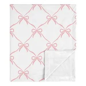 Sweet Jojo Designs Soft Baby Blanket (Pink Bows) for Girls, Infant, Newborns, Toddler 30x36in - Stroller Swaddle Security Receiving Blankets Minky (Bow, Ballerina, Ballet Dancer, Princess Collection)