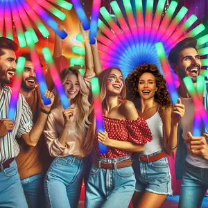 LED Foam Glow Sticks, Glow-in-the-Dark Party Supplies Set, Glowing Party Favors for Boys Girls Adults Graduation Season Wedding Birthday Things Mardi Gras Concerts Colorful Gift