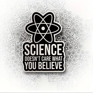 1PC Hardcore Science-Style Atom Pattern Science Slogan Sticker For Car Body, Notebooks Personalized Rational Decor With Rational Cool Vibe Show Scientific Attitude