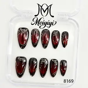 .DP.8169.Dark-style hand-painted wearable nails