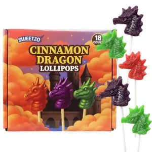 Cinnamon Dragon Lollipops, Sweet and Spicy Fantasy Themed Suckers, Individually Wrapped Party Favors, 18 Count