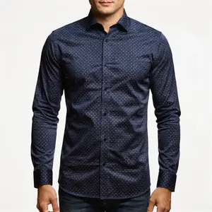 Men’s Long Sleeve Polka Dot Shirt – Business Formal, Casual, Versatile Top
