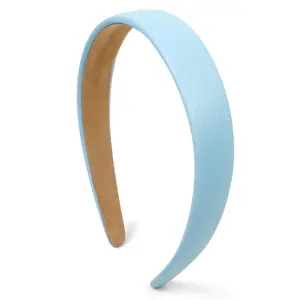 Blue Headbands for Women Light Blue Hairband Faux Leather Headband for Women and Girls Plastic Hard  Band Solid Colors 1 Inch Thin Hair Bands