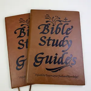 66-Page PU Leather Bible Study Journal Notebook | Christian Devotional Workbook, Religion & Philosophy Book for Spiritual Growth (Brown)