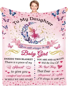 Flannel Daughter Blanket, Daughter Gifts from Mom Dad, Soft Warm Cozy Throw, Daughter for Birthday, Wedding, Christmas, Thanksgiving for Daughter