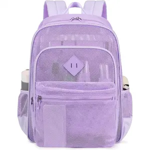 Fashion Transparent Mesh Backpack For School, Lightweight Sports Gym Bag for Outdoor Travel And Beach Trip, Birthday Gift
