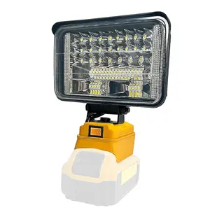 Wireless LED Spotlight, 3-8 Inch LED Light, Compatible with 20max Dewalt Battery, Dual USB Charging Port, Camping, Car Repair, Emergency Lighting