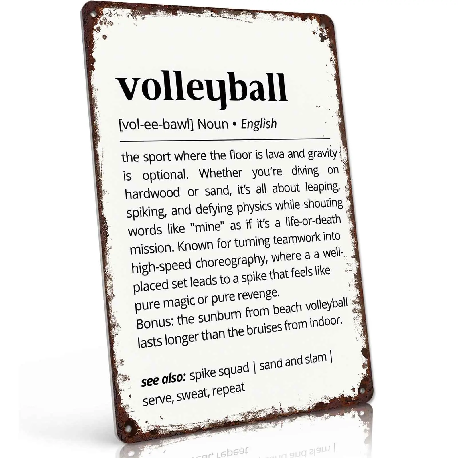 Volleyball Definition Metal Tin Sign 8x12 Inch Vintage Wall Decor for Home Garage Bar Gym Funny Retro Wall Art Gift for Volleyball Lovers Players