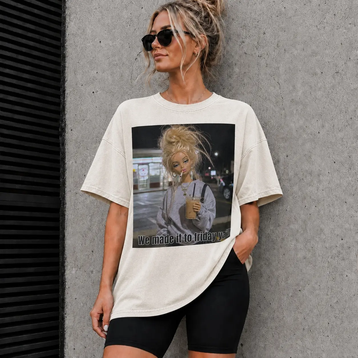 Comfort Colors Funny Doll Made it to Friday Meme Tee, Disgusted Doll Meme, Sassy Black T-Shirt, Meme Sublimation Design, Trending Fall Shirt