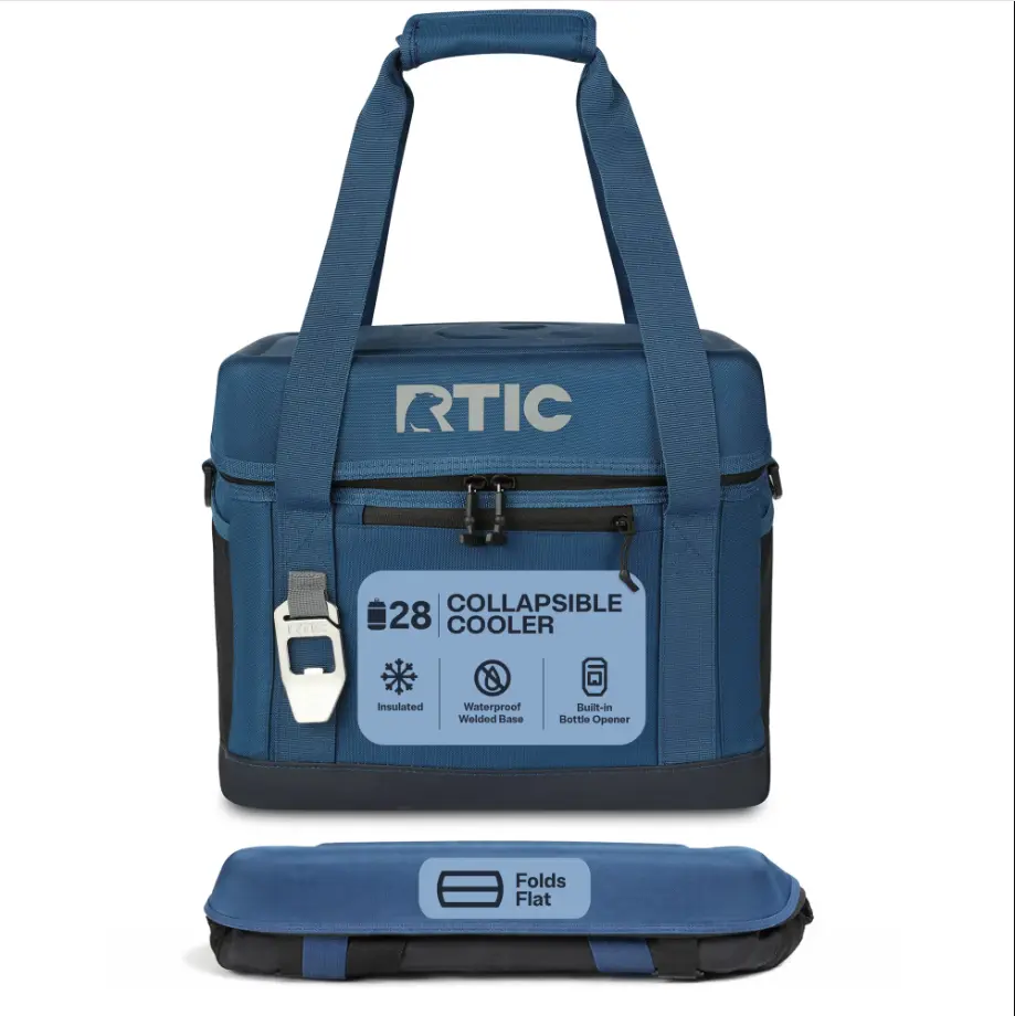 RTIC 28-Can, 27 Qt, Collapsible Soft Cooler with Bottle Opener, Navy