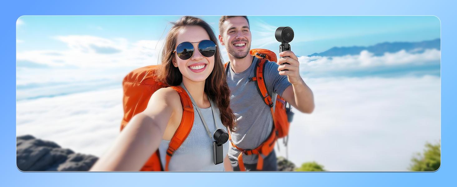 Portable Handheld Turbo Fan, 5 Gear Wind, Battery Operated, Up to 12 Working Hours, 3 IN 1 Hand Fans with Air Turbo Tech Cooling Fan for Outdoor Activities, Travel, Beach