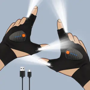 【Today's Special】Rechargeable LED Flashlight Gloves - Adjustable Elastic Fabric, Comfortable Fit! Viral Cool Gadget Hands-Free Lights for Fishing/Repairing/Camping, Must-Have Birthday Gifts for Men Dad Him Husband