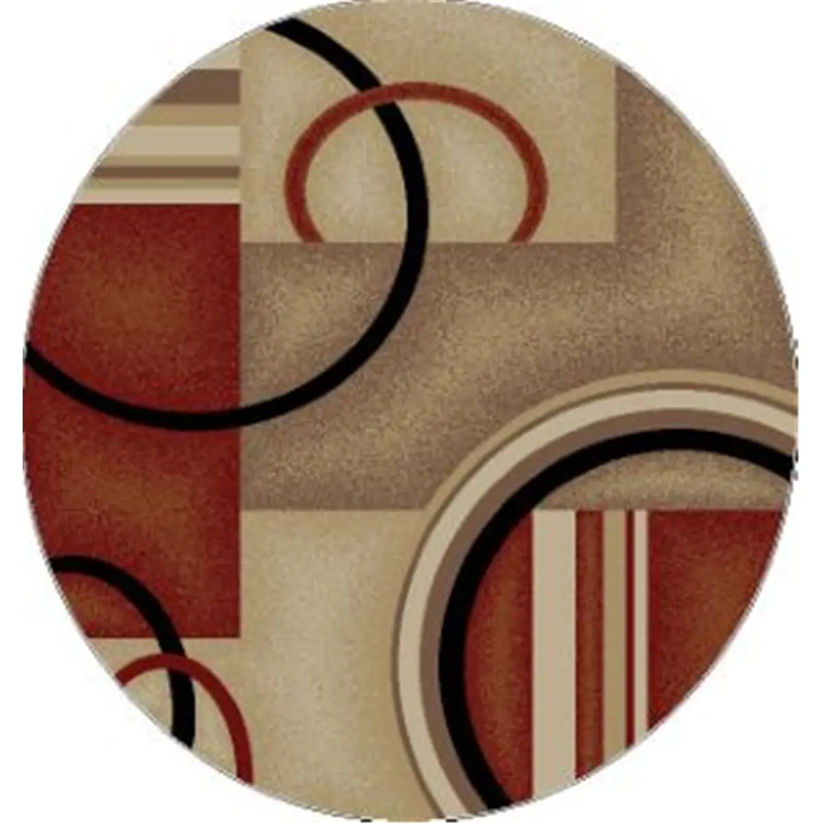 Infinity Home Area Rug, Modern Geometric Graphic with a Traditional Look, Red Olefin Weave, 7 ft. 10 in. Round, Geometric Graphic Rug, Home Decorative Rugs