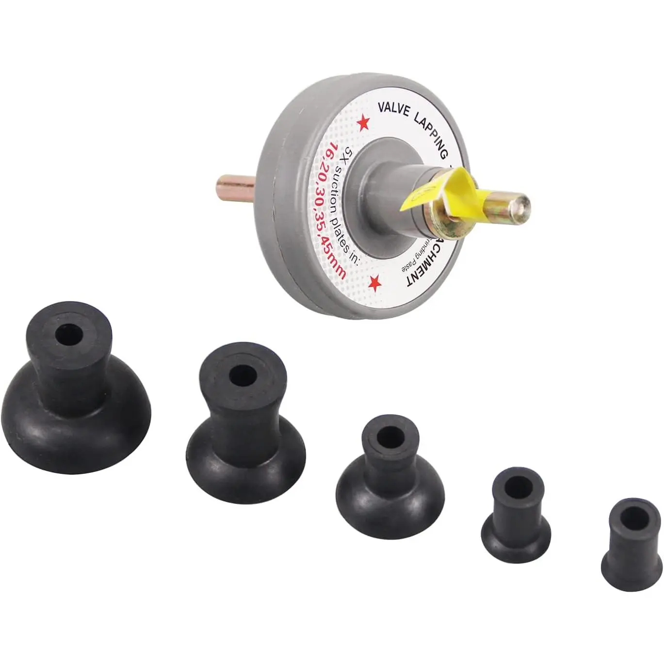 Valve Lapping Tool Kit – Engine Valve Lapping Attachment Tool for Drill Valve Grinding Kit with 5 Attachable Suction Plates