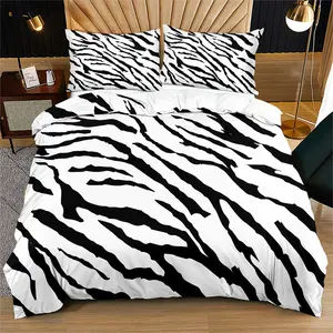 Black and white zebra stripe pattern, soft and durable bed quilt cover set, including 1 quilt cover and 1 or 2 pillowcases, without a core or pillowcore, suitable for teenagers and adults as daily gifts for birthdays and holidays