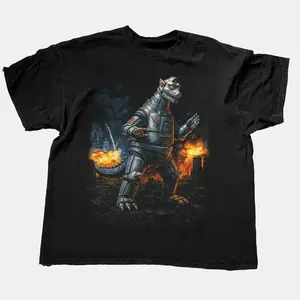 MECHA GODZILLA 'THE TERROR' BLACK GRAPHIC T-SHIRT