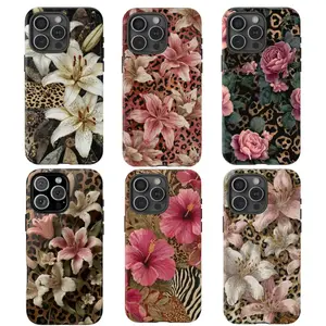 Floral Lily Leopard Phone Case, Pink Hibiscus Cheetah Zebra Aesthetic iPhone