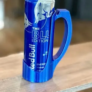Red Bull Blue Edition 12 OZ Slim Can Holder with Caps for Energy Drinks Drinkware