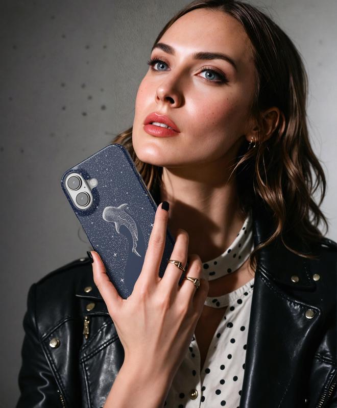 Ocean Animal Whale Shark Pattern Phone Case Applicable to iP15Promax ip14Pro mobile phone case 12 trendy brand 13 anti-fall cover 14Promax 15Pro cute Plus phonecase Accessories Acrylic casetify