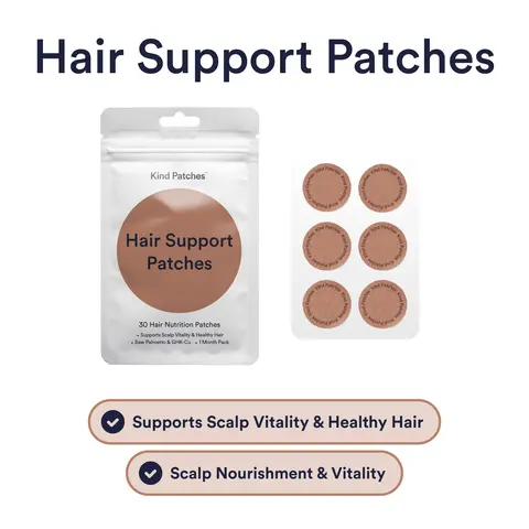 Kind Patches: Hair Support Patches, 30 Hair Nutrition Patches, Scalp Nourishment & Vitality, Saw Palmetto, Copper Peptides, Vegan, 1 Month Supply