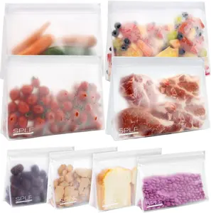 SPLF 8 Pack Dishwasher Safe Reusable Storage Bags 4 Half Gallon Freezer Bags 4 Quart Sandwich Snack Bags BPA Free Airtight Leakproof Transparent Food Containers