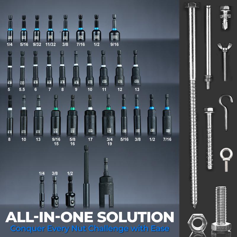 toolant Magnetic Nut Driver Bit Set for Impact Driver, Socket Set for DIYer, mechanical Hardware Heavy Duty