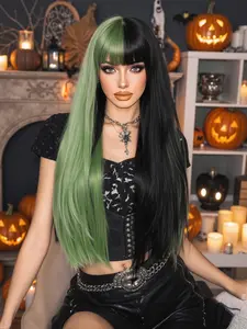 Women's Long Straight and Synthetic Wig, Synthetic Hair, Heat Resistant Fiber, Natural Look, Perfect for Halloween Costume Party, Synthetic Material Wigs