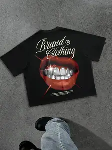 American High Street Lip Print Short Sleeve T-Shirt, Hip-Hop Half-Sleeve Top, Unisex, Comfortable Fabric, Must-Have Wardrobe Essential