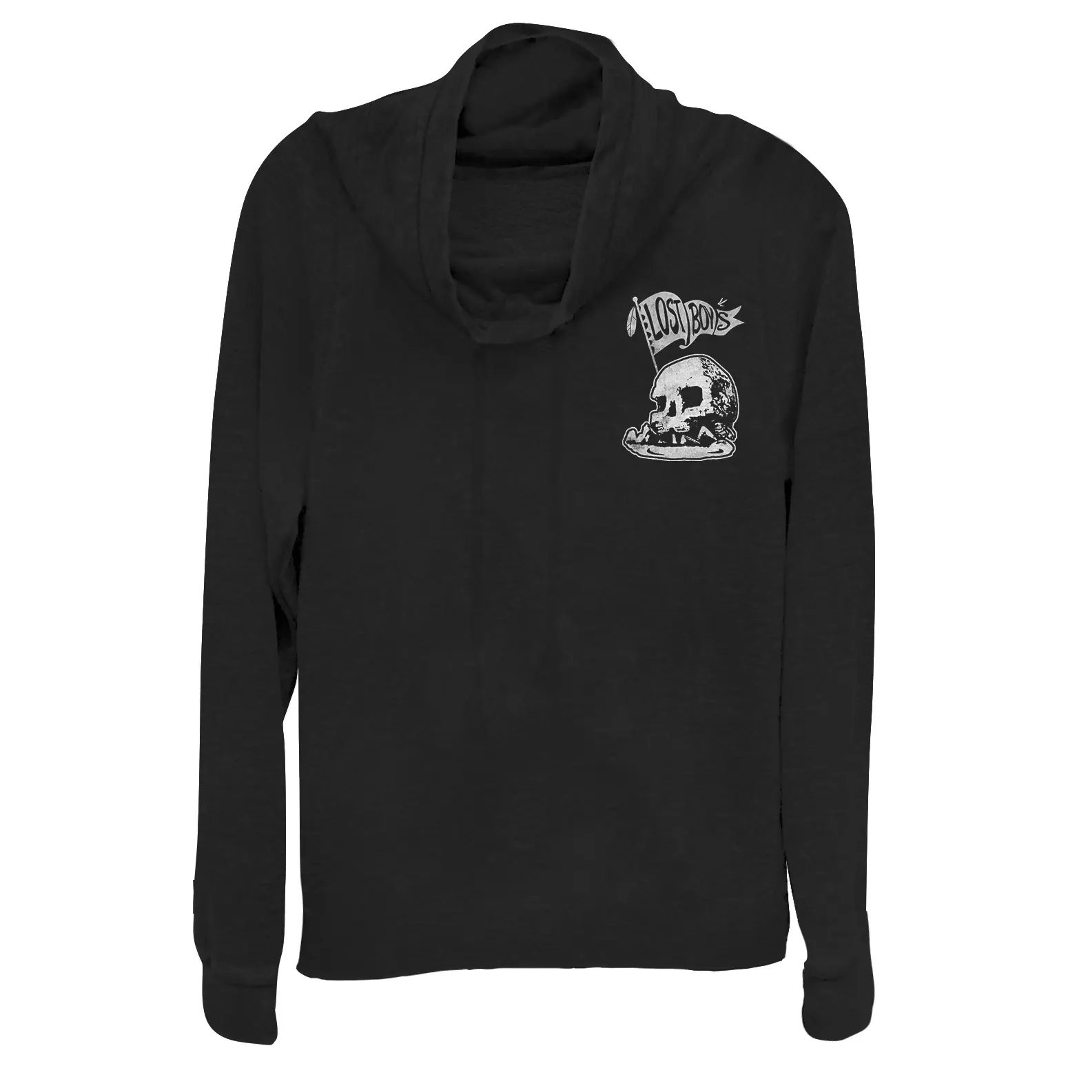 Juniors Womens Peter Pan Lost Boys Badge Cowl Neck Sweatshirt