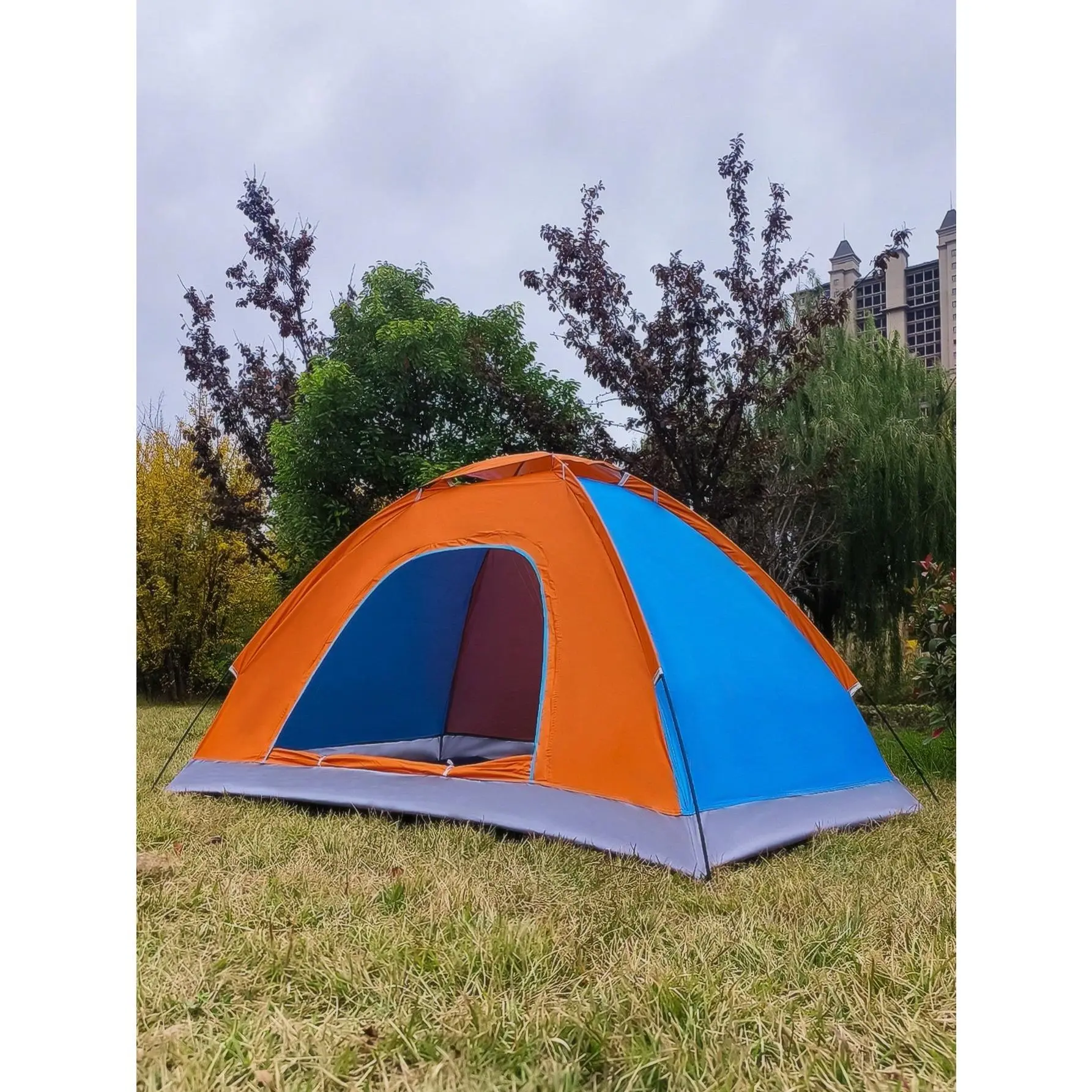 1pc 1-3 Person Easy Set Up Camping Tent, Portable, Anti-Mosquito, Moisture-Proof, Manual Installation Sunshade Shelter, Multi-Color Options