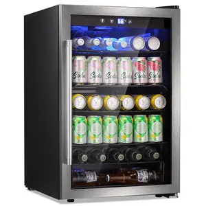 Electactic Beverage Refrigerator Cooler - 120 Can Mini Fridge Glass Door for Soda Beer or Wine Small Drink Dispenser Clear Front for Home, Office  Bar, 4.4cu.ft. wine  cooler