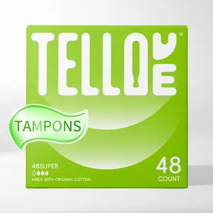 TELLOVE Tampons All Packs & Sizes - 100% Organic Cotton, Regular & Super Absorbency | Unscented & Leakproof-B fillow