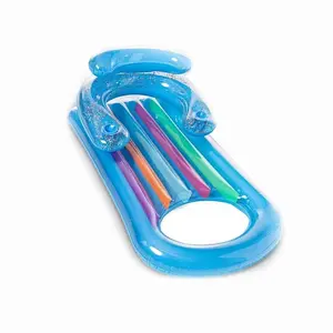 Inflatable Lounge Chair Back Float, Transparent PVC Pool Float, Foldable Kids Beach Bed, Comfortable Water Bed for Pool Parties
