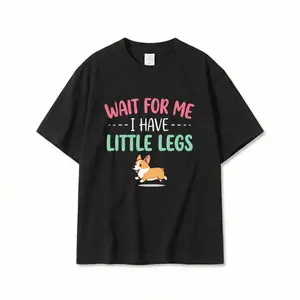 Graphic Tee for Men Women Viral "Wait For Me I Have Little Legs" Corgi Graphic T-Shirt, Fashion Baggy Biker Cargo Fabric, Cute Kawaii Puppy Meme Apparel, Comfy Oversized Streetwear Crewneck, Trendy Dog Lover Casual Outfit  gift springglowup,summervibe, Sh